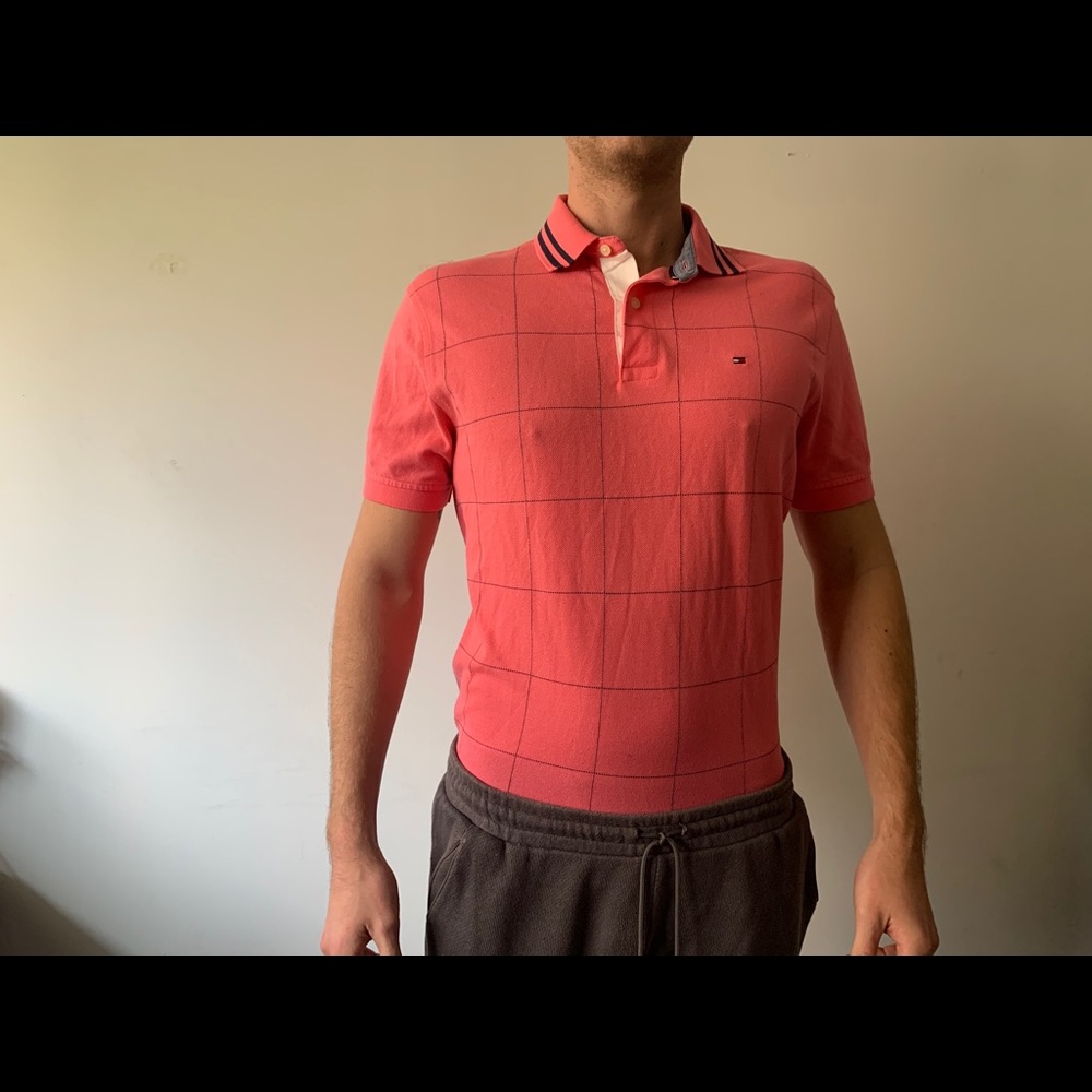 Tommy Hilfiger Pink checkered Polo fits L